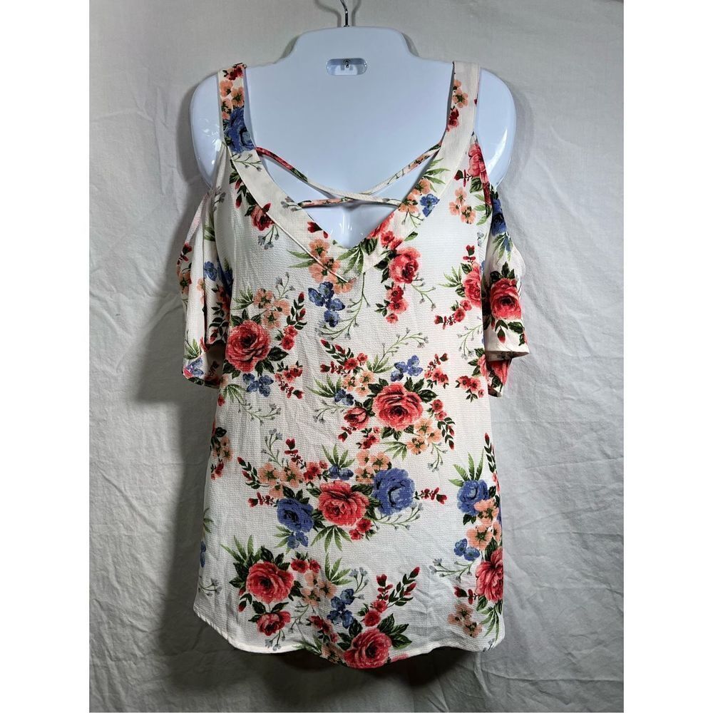 Flower and Feather Women’s off the Shoulder Floral Blouse Size 3XL